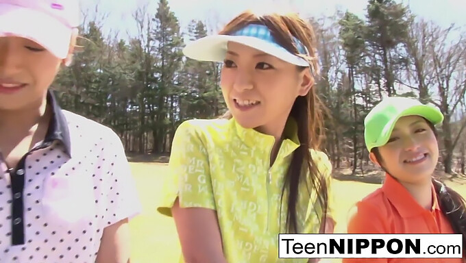 Young Asian Women Have Fun Taking Off Each Other'S Clothes While Playing Strip Golf