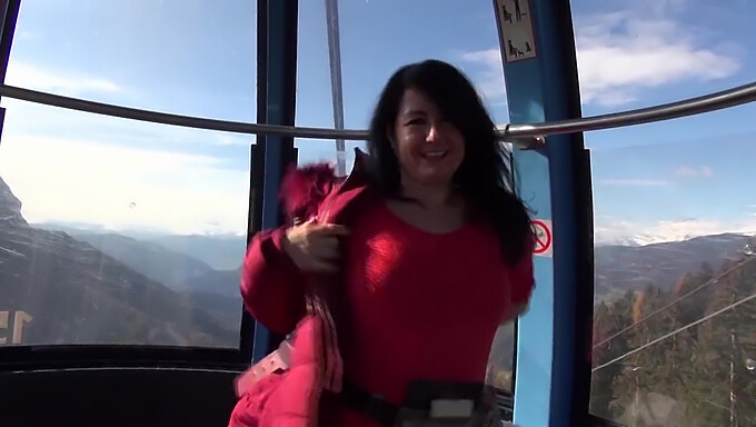 Sizzling Outdoor Encounter On A Cable Car With A Stranger'S Tight Ass