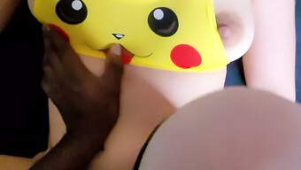 Young European Girl With Brown Hair And Small Breasts Cosplaying As Pikachu Engages In Sexual Activity