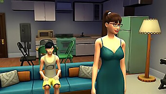 First-Time Encounter Of A Brunette Mother And Her Teen Son