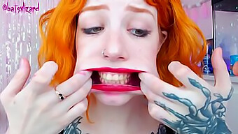 Red-Lipped Teen Gives Asmr Blowjob With Big Cock