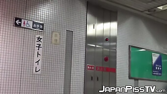 Japanese Beauties Filmed Urinating In A Restroom