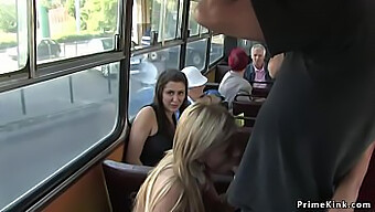 Rubia Humillada Con Cara Pública Follando En Bus