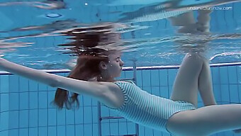 Slender European Teen Dives Into Public Pool Adventure