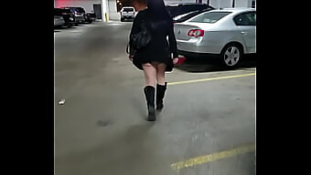 A Woman Reveals Her Panties In A Casino Parking Garage