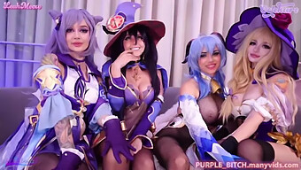 Garotas Do Genshin Impact Se Envolvem Em Uma Sessão De Sexo Anal Selvagem Em Grupo