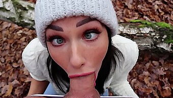 Public Humiliation: Freckled Teen Performs Oral Sex In The Woods And Swallows Cum